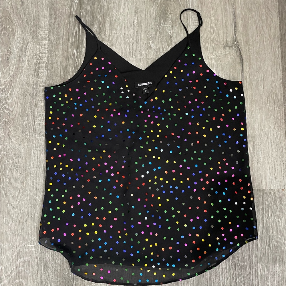 Express Women's Black Polka Dot Top